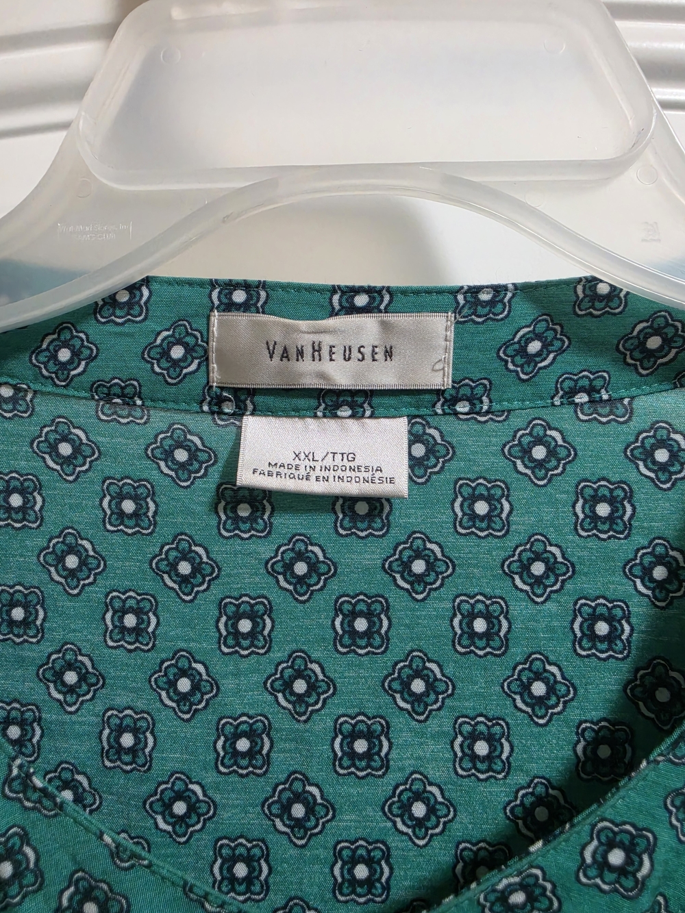 Van Heusen Teal Printed Button-Down Blouse - Picture 2 of 3